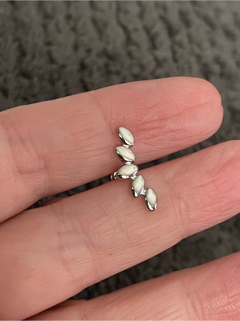 Silver Marquise Leaf Ear Climber - Silver